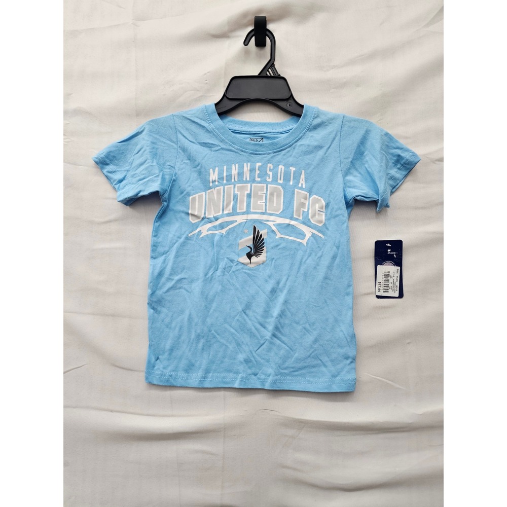 MLS Boys Minnesota United FC Graphic T-Shirt Blue Cotton Size XS 4/5